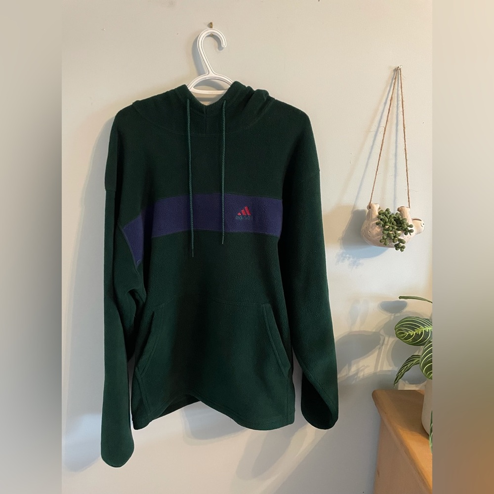 Vintage green adidas fleece pullover 90s